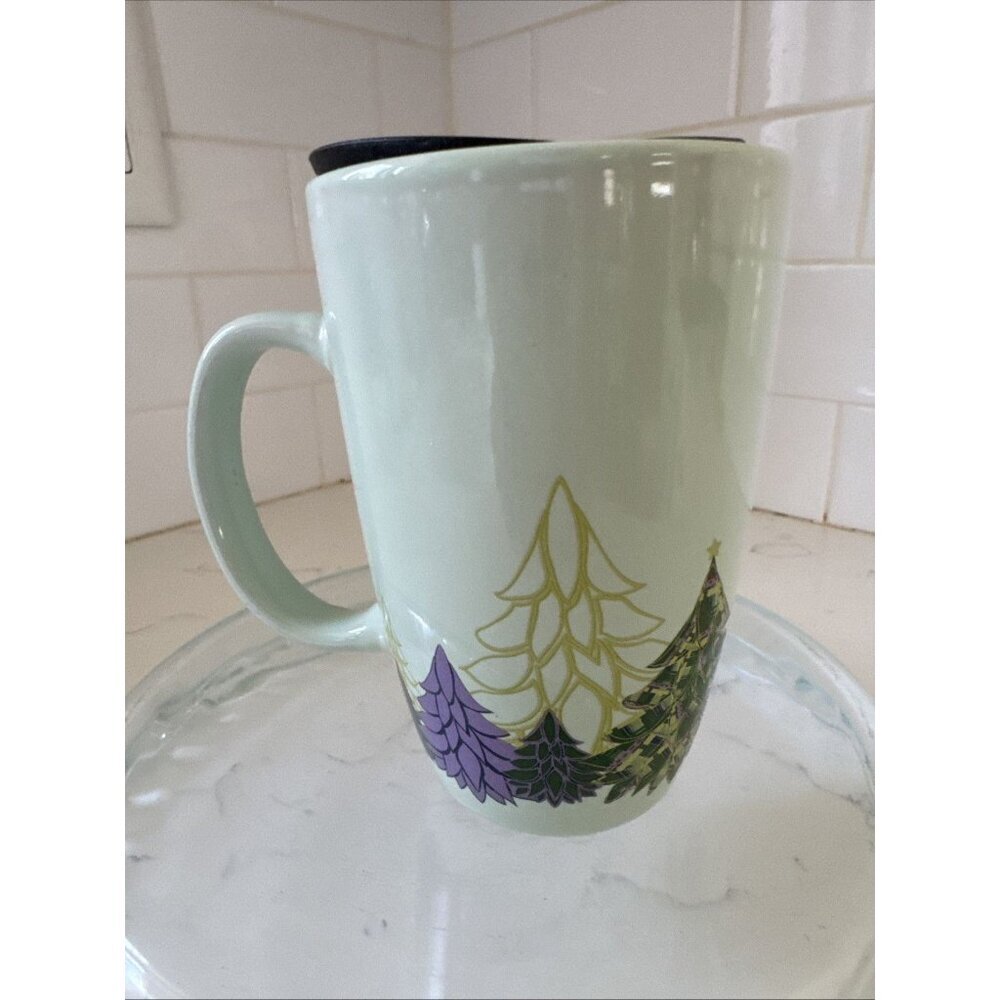 Starbucks Christmas Coffee Mug 2020 Light Mint Green w/ Trees 12oz. PreOwned - Picture 5 of 11